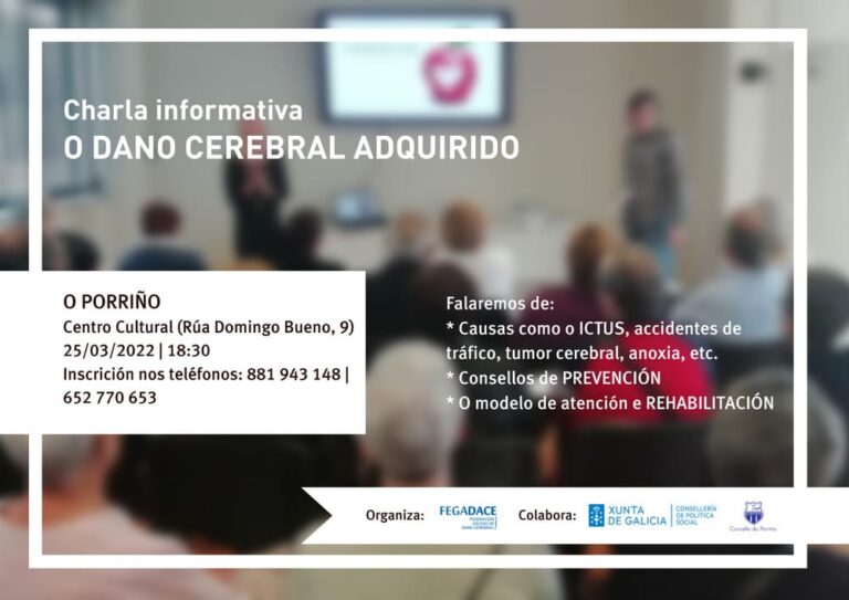 FEGADACE e o Concello do Porriño colaboran na sensibilización e prevención do dano cerebral cunha charla